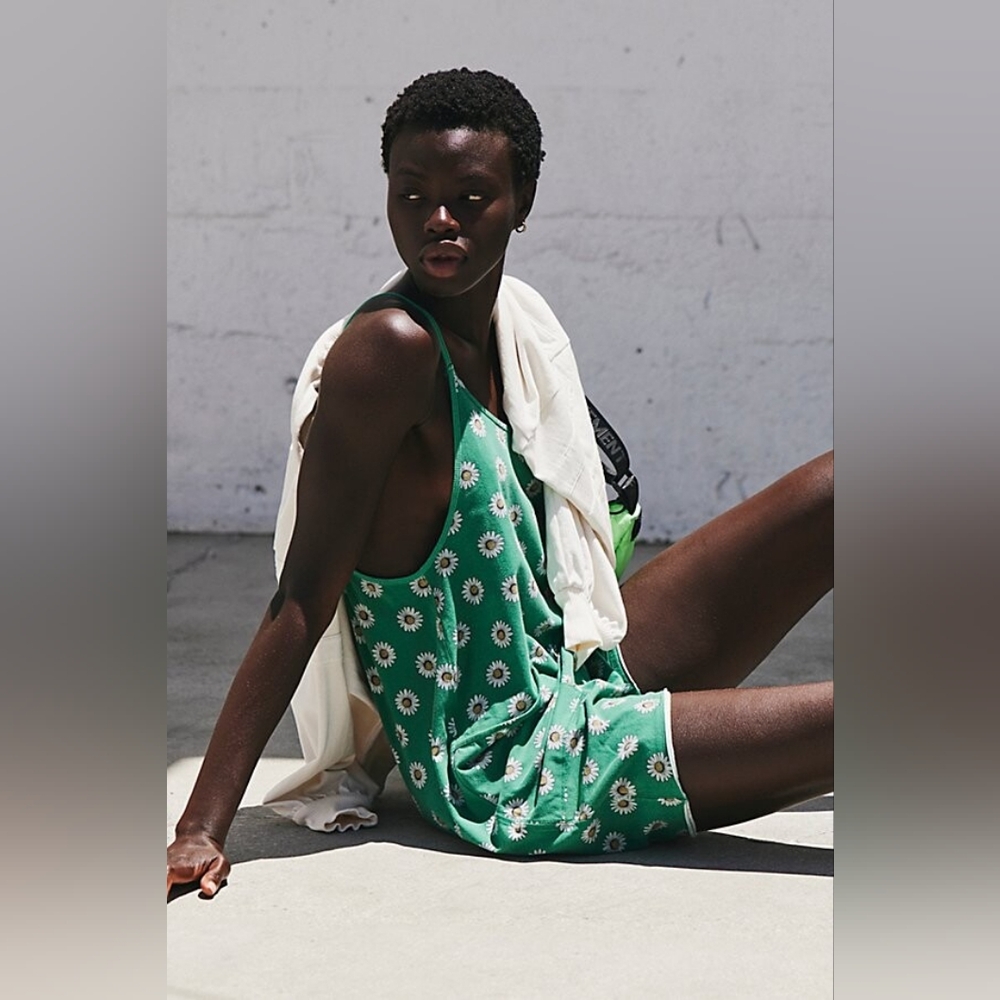 FP Movement by Free People Hot Shot Green Daisy Print Romper